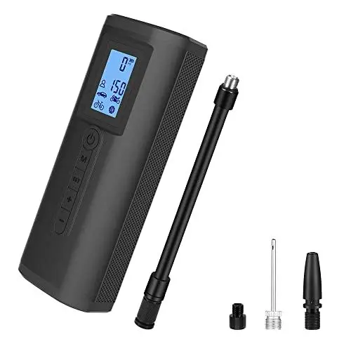 Produktbild: Woowind AP2-P Akku Kompressor, Elektrische Luftpumpe Auto und Fahrradpumpe elektrisch, 150 PSI, Powerbank-Funktion, inkl. Presta, Schrader und Dunlop Adapter für Fahrrad