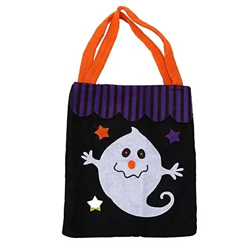 Produktbild: WOOXGEHM Halloween Tragetasche, Waschbar, Wiederverwendbar, Halloween Taschen Aus Vliesstoff mit Griffen, Wunderschön Gemusterte Süßigkeitentüten für die Thanksgiving Party (Ghost)