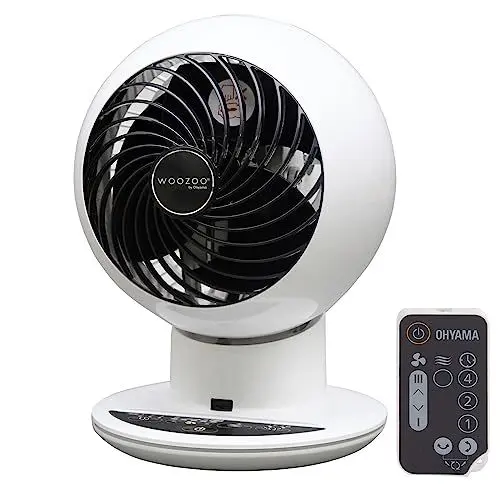 Produktbild: Iris Ohyama Woozoo, 30m², Ventilator, Weiß, 5 Geschwindigkeiten, Fernsteuerung, Oszillierend, leise, Table Fan, Tischventilator, Lüfter, Bodenventilator, tragbarer, Portable, Cooling, PCF-SC15T