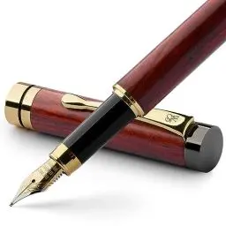 Produktbild: Wordsworth & Black Füllfederhalter Set, Premium Bambusholz - Mittlere Feder, Geschenketui·· Enthält 6 Tintenpatronen, Tinten Nachfüll Konverter - Journaling, Kalligraphie, (Rosenholz)