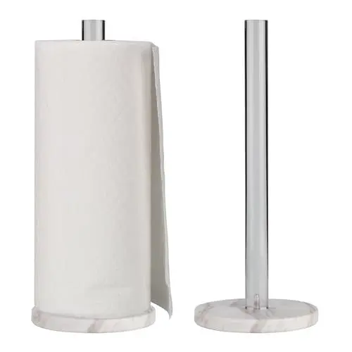 Produktbild: WORHE Küchenrollenpapierhalter, Acryl Marmor,Toilettenpapierhalter, Rollenpapierhalter, Badezimmer, Vertikal, Platzsparend Holder mit Marmorsockel MarbleBase (YGC002)