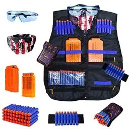 Produktbild: WORKER Kinder Taktische Weste Kit für Nerf Guns N-Strike Elite Serie mit 40 Kugeln nachfüllen Darts, 2 Nachlade-Clips, Dart-Beutel, Taktische Masken, Hand-Armband und Schutzbrille für Jungen
