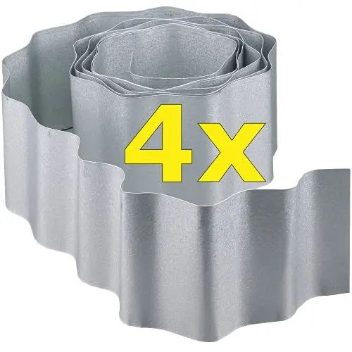 Produktbild: workingHOUSE Rasenkante Metall für Beet, Garten – Optimale Wurzelsperre – Flexible Raseneinfassung Beeteinfassung, Gemüsebeet-, Gartenumrandung, Mähkante, Beetbegrenzung (5 m x 15 cm) (4 Rollen)