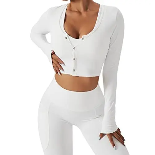 Produktbild: Workout-Top, Yoga-Sweatshirt mit Rundhalsausschnitt und Dehnbaren Langen Ärmeln für Frauen Im Fitnessstudio (L)