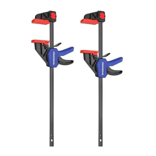 Produktbild: WORKPRO Einhandzwingen 2 Stück, Schraubzwingen Set Spannweite 305mm 2 in 1 zum Spannen Dehnen, Dehnbereich 440mm Spannkraft 68kg, für einfaches und stabiles Fixieren von Holz Möbel mit einer Hand