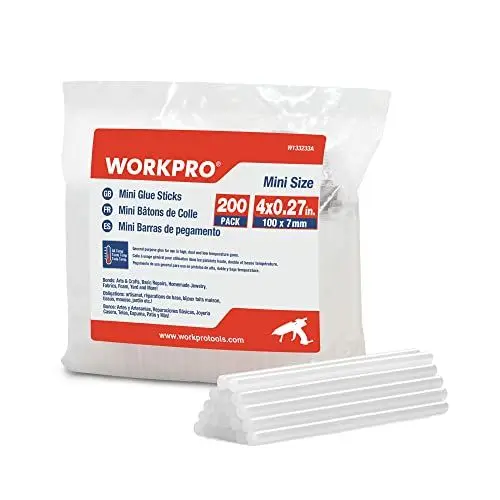 Produktbild: WORKPRO Heißklebestifte, 100 x 7 mm, transparent, Universal, für Heißklebepistole, ideal für Heimwerker, Handwerk, Freizeit, 200 Stück