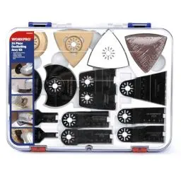 Produktbild: WORKPRO Multitool Zubehör 24-teilig Oszillierendes Zubehör Set Multitool Sägeblätter Set Mix Oszillierende Klingen,Schneiden von Holz, Nägeln, Metall, Kunststoff ink. Koffer