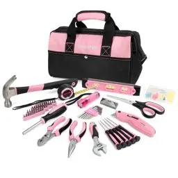 Produktbild: WORKPRO Pink Werkzeug Set Rosa Werkzeugkoffer 106-teilig Haushalts-Werkzeugsatz Reparatur inkl. Tasche mit weiter Öffnung 34cm Ideal Geschenk für Heimwerker