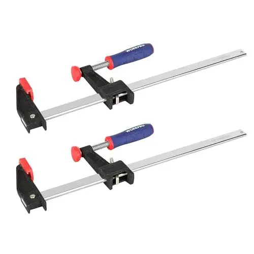 Produktbild: WORKPRO Schraubzwingen Set 2 Stück, Spannweite 300mm Quick Release, Spannkraft 272kg, Maultiefe 80mm aus Stahl und Nylon,für präzises Fixieren