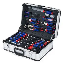 Produktbild: WORKPRO Werkzeugkoffer gefüllt Aluminum Haushalt Werkzeugkiste, Steckschlüssel-Satz Gabelschlüssel Universal Alu Werkzeugkiste 119-teilig