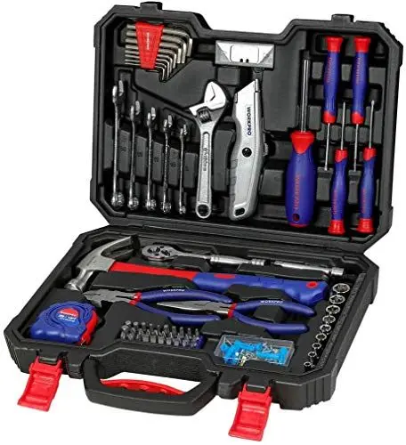 Produktbild: WORKPRO Werkzeugset 160 tlg. , Werkzeugkoffer gefüllt, inklusive Schraubendreher, Zange, Schraubenschlüssel, Hammer, Maßband, Sechskantschlüssel, Handwerkzeuge für Haushalt, Garage