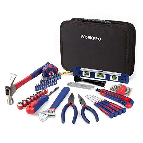 Produktbild: WORKPRO Werkzeugset Universal und Haushalts-Werkzeugkoffer 100-teilig Werkzeugsatz Mechaniker, perfekt für leichte Heimarbeit und Reparatur mit Hammer Zange Schraubendreher Messer Schlüssel Maßband