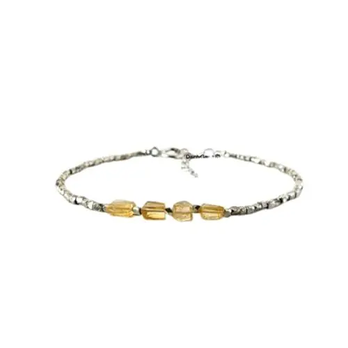 Produktbild: WORLD WIDE GEMS Imperial Topas 4 x 6 mm ovale Form, facettierte geschliffene Perlen, 17,8 cm, verstellbarer, versilberter Verschluss, Armband für Herren, Damen, Unisex, Gliederkette, stapelbares