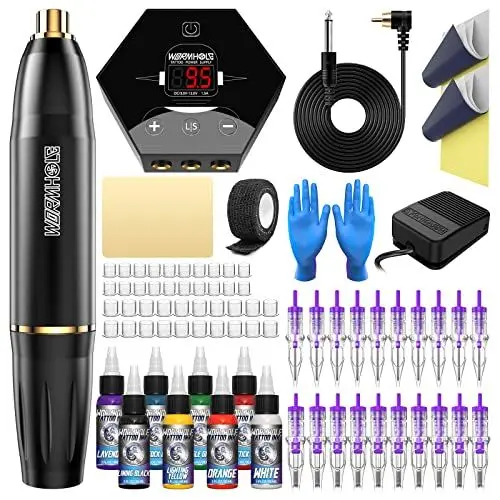 Produktbild: Wormhole Tattoo Tattoo Maschine Set Rotary , Netzteil 20 Patronennadeln 8 Tinte 40 Tintenkappen für Künstler WTK070