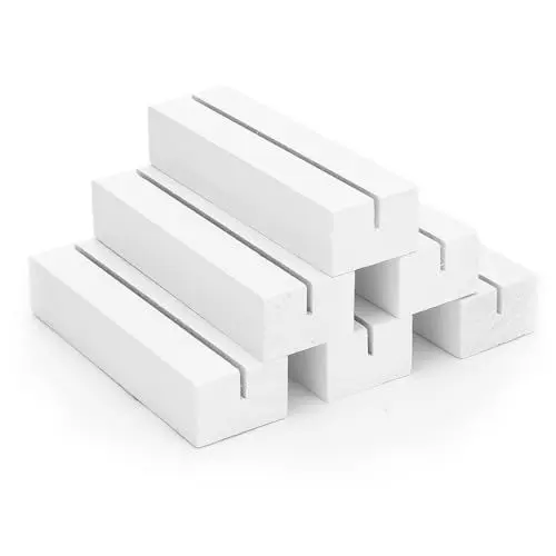 Produktbild: Worown 6 Stück Weiß Kartenhalter Holz, Menükartenhalter, Tischkartenhalter, Fotohalter Holz für Heim, Kaffeebar, Laden, Hochzeits und Postkarten ( 10 x 3 x 2 cm )