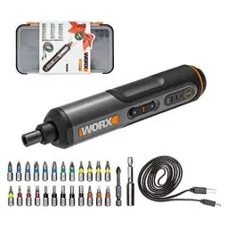 Produktbild: WORX 4V Akkuschrauber Set WX240, 1,5Ah, 3-Gang-Drehmomenteinstellung, LED-Licht, 5/4/2.5N.m