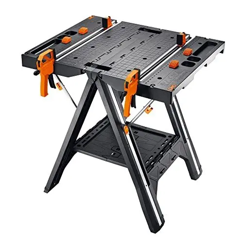 Produktbild: WORX PEGASUS WX051 mobile multifunktionale Werkbank - hochwertiger Arbeitstisch klappbar für die Werkstatt, max. Belastung 450kg – inkl. Schnellklemmvorrichtung – hohe Stabilität & große Arbeitsfläche