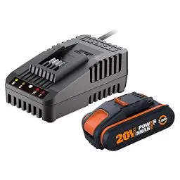 Produktbild: Orignal WORX WA3601 PowerShare Akku mit Ladegerät Set - 20V 2000mAh Li-Ion Akkubatterie & Akku Ladestation - Akku für alle WORX Elektro- & Gartengeräte