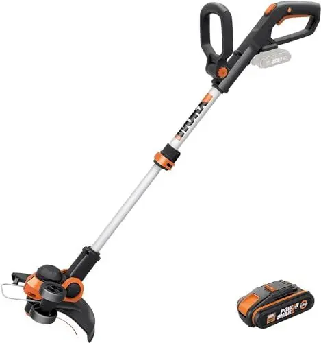 Produktbild: WORX WG163E.2 Akku Rasentrimmer 20V, 2-in-1 Rasentrimmer mit 90° drehbarer Trimmerkopf, 30cm Schnittdurchmesser, Teleslopstiel (inkl. 2Ah Akku & Ladegerät)