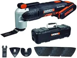 Produktbild: WORX WX678 Akku Multifunktionswerkzeug 20V – Multifunktionsgerät zum Schneiden, Polieren, Sägen uvm. – Inkl. Li-Ion Akku, Ladegerät, 39 teiliges Zubehör-Set & Werkzeugkoffer