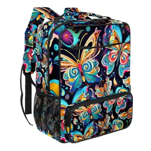 Produktbild: WOSHJIUK Reiserucksäcke für Damen,Herrenrucksack,Ethno Stil des farbenfrohen Schmetterlings,Rucksack