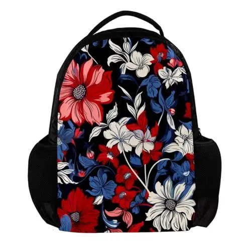 Produktbild: WOSHJIUK Reiserucksäcke für Damen,Herrenrucksack,Farbige Musterblumen,Rucksack