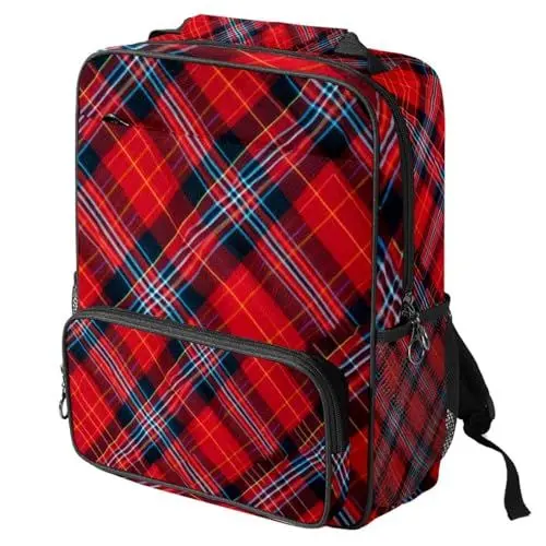 Produktbild: WOSHJIUK Reiserucksäcke für Damen,Herrenrucksack,Klassisches gestreiftes rotes Plaid,Rucksack