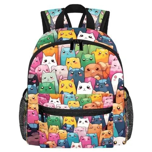 Produktbild: WOSHJIUK Reiserucksäcke für Damen,Herrenrucksack,Nahtlose Katzen der farbigen Karikatur,Rucksack