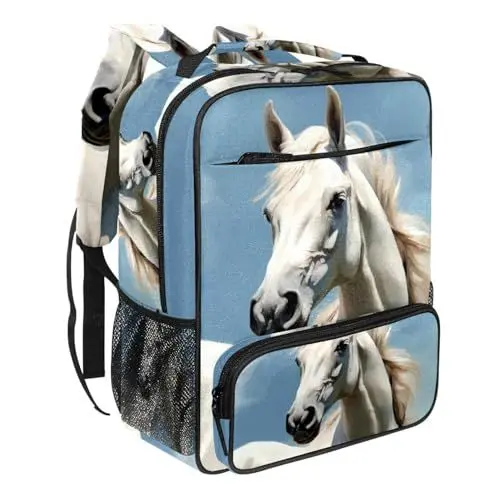 Produktbild: WOSHJIUK Reiserucksäcke für Damen,Herrenrucksack,Nutztier weißes Pferd,Rucksack