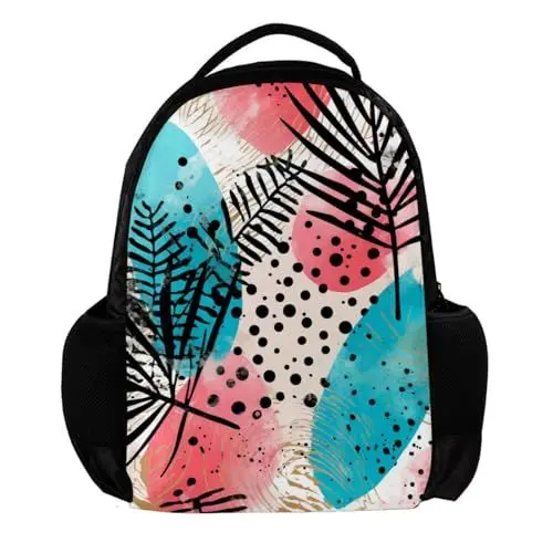 Produktbild: WOSHJIUK Reiserucksäcke für Damen,Herrenrucksack,Tropische Blätter Marmorstruktur,Rucksack