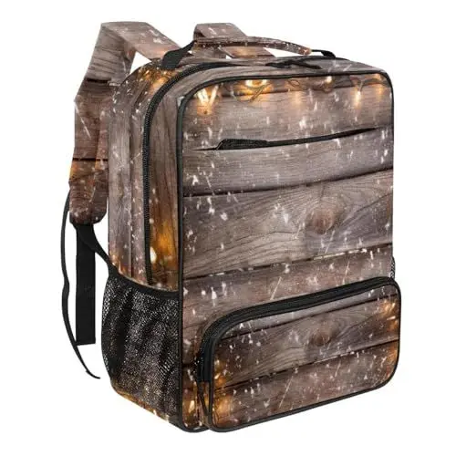 Produktbild: WOSHJIUK Reiserucksäcke für Damen,Herrenrucksack,Weihnachtsbeleuchtung Dekoration Holzbohlen,Rucksack