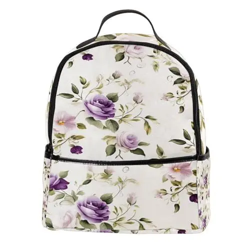 Produktbild: WOSHJIUK Reiserucksäcke für Damen,Herrenrucksack,blume weiß lila blumen,Rucksack