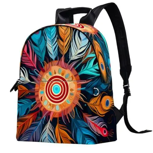 Produktbild: WOSHJIUK Reiserucksäcke für Damen,Herrenrucksack,bunte Pfauenfeder,Rucksack