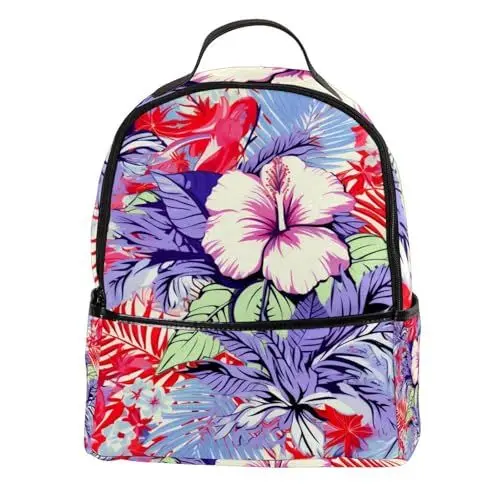 Produktbild: WOSHJIUK Reiserucksäcke für Damen,Herrenrucksack,farbige Blätter tropische Blumen,Rucksack