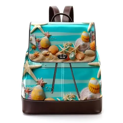 Produktbild: WOSHJIUK Reiserucksäcke für Damen,Herrenrucksack,hölzerne Muscheln Seesterne Sand,Rucksack