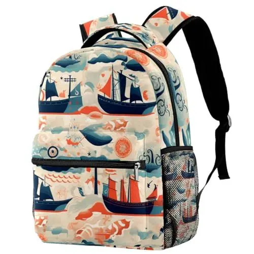 Produktbild: WOSHJIUK Reiserucksäcke für Damen,Herrenrucksack,whales rudder anchor ship,Rucksack