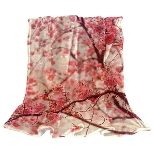 Produktbild: WOSHJIUK Überwurfdecke,weiche Decken und Überwürfe,Blume Japanische Kirsche,59x78.7 in