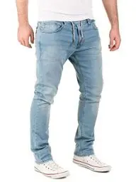 Produktbild: WOTEGA Noah - Baumwoll Jeans - Herren Jogginghose In Denimoptik - Männer Hose Jogger Chino, Blau (Blue Shadow 3R4020), W33/L30