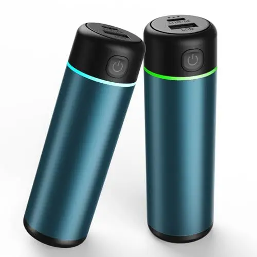Produktbild: Wothfav Taschenwärmer wiederverwendbar, 2 Stücke Handwärmer elektrisch 5000mAh USB mit Powerbank 2A Aufladen, Heizen 4-7 Stunden im Freien Zuhause warmes Teilen mit Kinder Frauen Männer