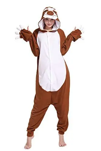 Produktbild: wotogold Tier Faultier Pyjamas Sloth Unisex Erwachsene Cosplay Kostüme mit Augenbraue Braun M