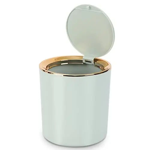 Produktbild: WOUMON Tischmülleimer Mit Deckel,Kunststoff Mülleimer Mini,Klein Mülltonne für Küche, Schlafzimmer, Bad, Schreibtisch,14.3 * 15cm (Hellgrün)