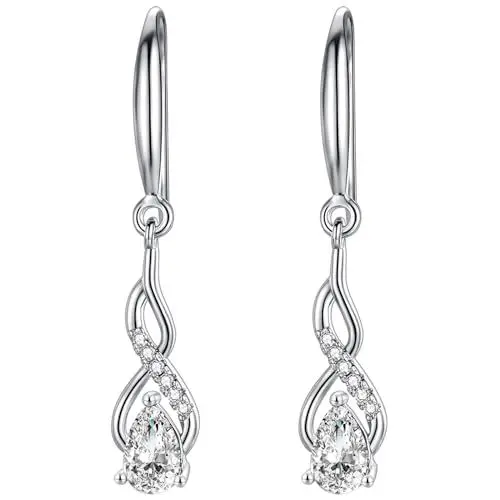 Produktbild: WOVEE Ohrringe Silber 925 Hängend AAA Zirkonia Kristall Ohrhänger Lange Hängeohrringe Damen Braut Hochzeit Schmuck