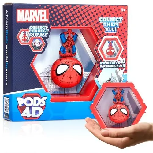 Produktbild: WOW! PODS 4D Marvel Spider-Man, Einzigartige, miteinander verbundene Sammelboble-Kopf-Figur, die aus ihrer Welt in Ihre, ausbricht,Wand oder Regalanzeige, Marvel Spielzeug und Geschenke