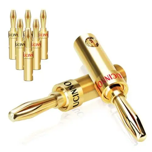 Produktbild: WOWLED 4 Paar Bananenstecker-Lautsprecheranschlüsse, 8 Stück 4mm vergoldete HiFi-Lautsprecher-Bananenklemmen für Lautsprecherkabel 12 bis 18AWG, Heimkino, Audio/Video-Receiver