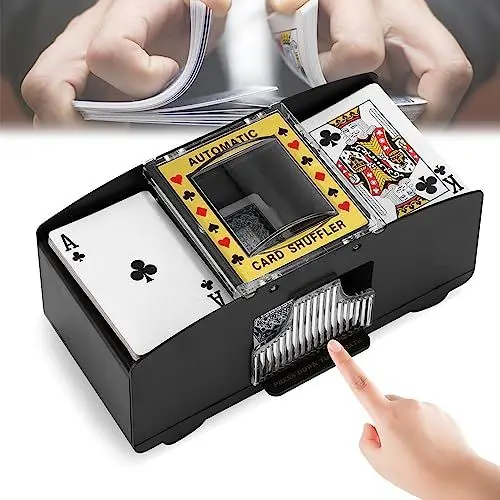 Produktbild: Wowlela Elektrischer automatischer Kartenmischer für Kartenspielliebhaber, 2 Kartenspiele Kartenmischer Automatischer Akku für Heimkartenspiele, Poker, Spielkarten, Rommé, Blackjack
