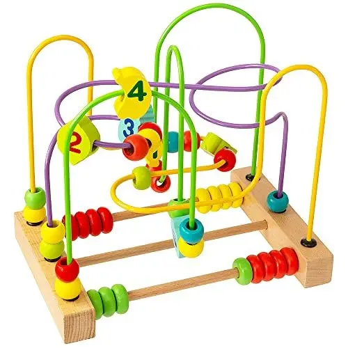 Produktbild: Wowow Toys WoodWorks Perlenuntersetzer | Holzperlenlabyrinth mit Holzrechenbrett Frühe Entwicklung & Aktivitätsspielzeug für Kinderhochstuhl für Kleinkinder Mädchen Jungen ab 18 Monaten