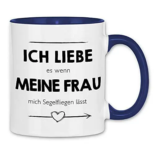 Produktbild: wowshirt Tasse ich liebe es wenn meine Frau mich Segelfliegen lässt Segelflieger, Farbe:White - Navy