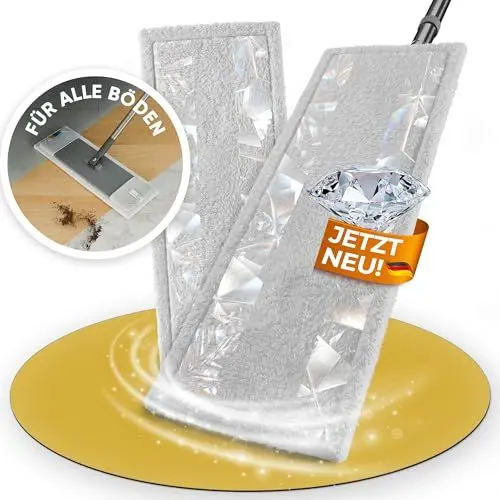 Produktbild: Wowtowelz Wischmopp Bezug Bodenwischer Wischbezug Diamantbeschichtung (Diamantfaser 50 cm - 2 Stück)