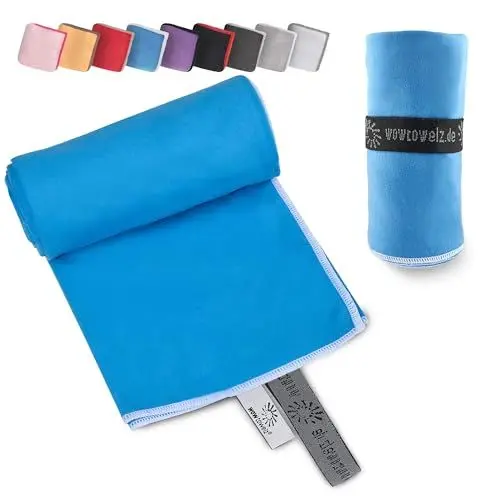Produktbild: Wowtowelz kompaktes Mikrofaser Handtuch, Reisehandtuch, Sport- Fitnesshandtuch, Strand- Badetuch, leicht u. schnelltrocknend, (Blau, 180 x 110 cm)