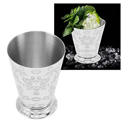 Produktbild: WPKD BLUEIY Cocktail Trinkbecher, Blatt Blumen Schnitzmuster, Edelstahl, Cocktail Becher, Getränke Wasser Becher für Bars und Party Geschenke zu Hause (Schnitzerei mit Blattmuster)
